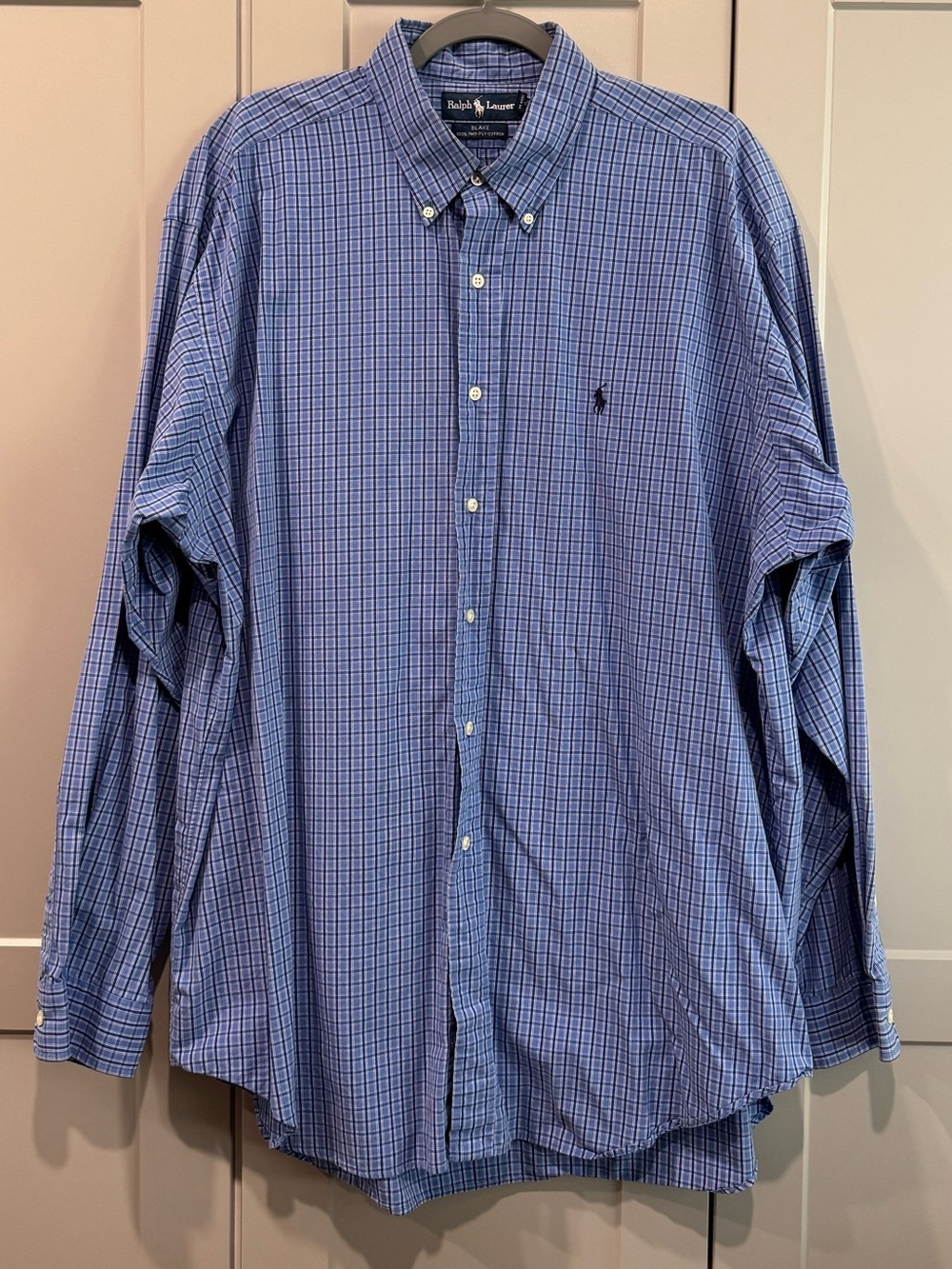 Ralph Lauren Blue Check Button-Down Dress Shirt